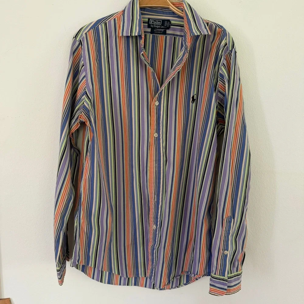 Polo Ralph Lauren Westerton Custom Fit Striped Shirt Mens Medium Cotton